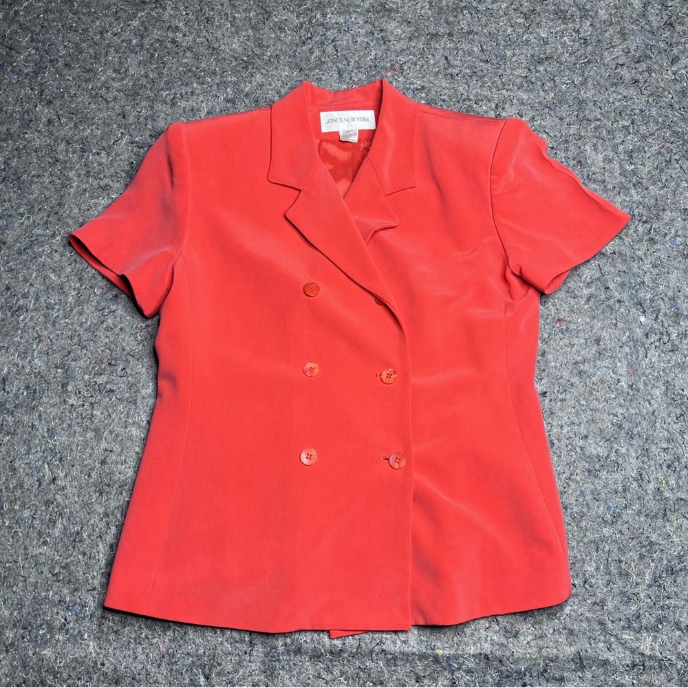Vintage Jones New York Silk Coral Short Sleeve Blazer